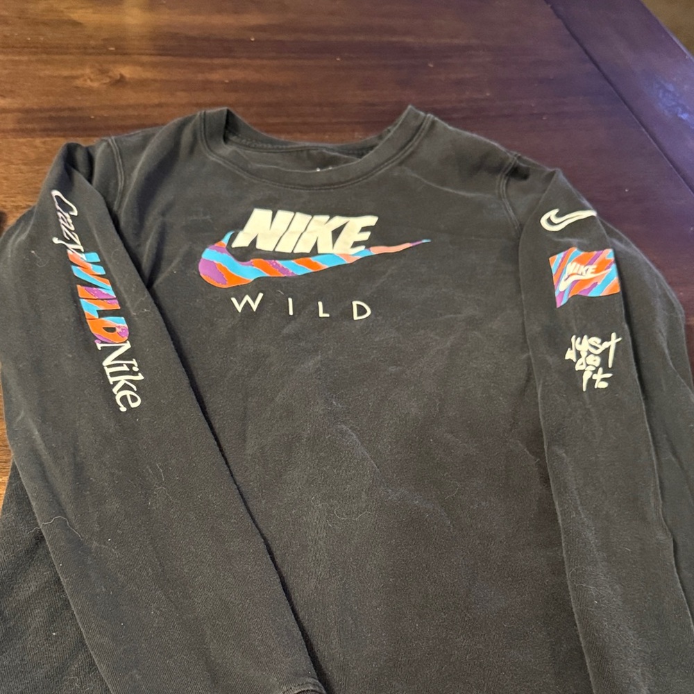 Nike Black Long Sleeve with Multicolor Logo